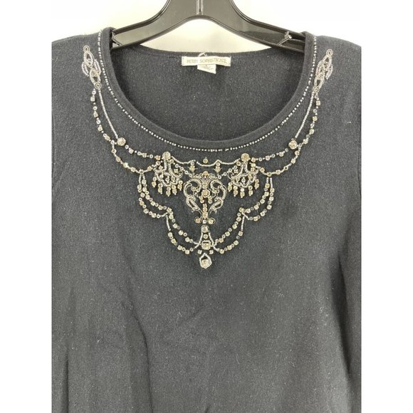 Petite Sophisticate Silk Cashmere Blend Rhinestone Beaded Knit Top Shirt Size S - Picture 4 of 15